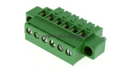Клеммная колодка DINKLE EC381RLM-06P, Винтовая, 6 контактов, сечение провода 0.2-1.5 мм2, ток 14 A, Зеленый фото 1