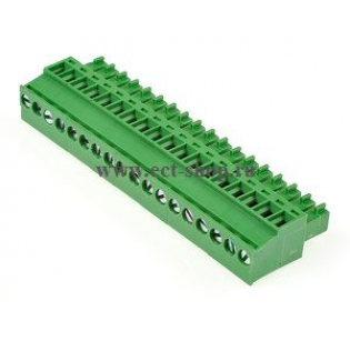 Клеммная колодка DINKLE EC350R-18P, Винтовая, 18 контактов, сечение провода 0.2-1.5 мм2, ток 14 A, Зеленый