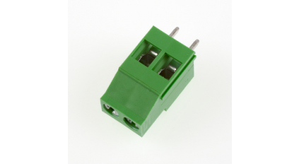 Клеммная колодка DINKLE EHK5V-02P (EHK500V-02P), Винтовая, 2 контакта, сечение провода 0.5-2.5 мм2, ток 24 A, Зеленый фото 1