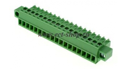 Клеммная колодка DINKLE EC350VM-18P, Винтовая, 18 контактов, сечение провода 0.2-1.5 мм2, ток 14 A, Зеленый фото 1