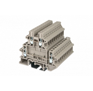Клеммная колодка DINKLE DKK4N, Винтовая, сечение провода 0.34-4 мм2, ток 32 A, Бежевый