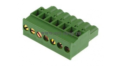 Клеммная колодка DINKLE 2ESDPL-07P, Винт, 7 контактов, сечение провода 0.2-4 мм2, ток 18 A, Зеленый фото 1