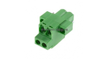 Клеммная колодка DINKLE 5ESDFM-02P, Винтовая, 2 контакта, сечение провода 0.2-4 мм2, ток 18 A, Зеленый фото 1