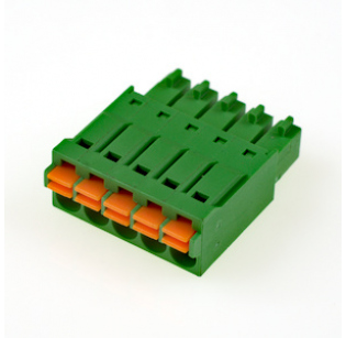 Клеммная колодка DINKLE 0221-2005, Пружинная, 5 контактов, сечение провода 0.2-1.5 мм2, ток 8 A, Зеленый