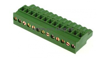 Клеммная колодка DINKLE 5ESDPL-13P, Винтовая, 13 контактов, сечение провода 0.2-4 мм2, ток 18 A, Зеленый фото 1