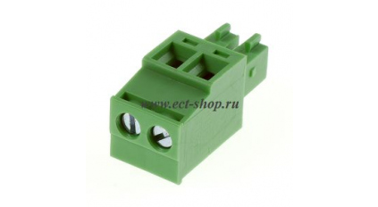 Клеммная колодка DINKLE EC350R-02P, Винтовая, 2 контакта, сечение провода 0.2-1.5 мм2, ток 14 A, Зеленый фото 1