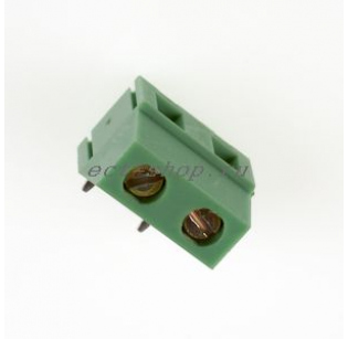 Клеммная колодка DINKLE DT-128R-02P3, Винтовая, 2 контакта, сечение провода 0.34-4 мм2, ток 16 A, Зеленый