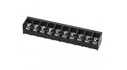 Клеммная колодка DINKLE DT-39-B01W-10, Винтовая, 10 контактов, сечение провода 0.5-2.5 мм2, ток 24 A, Черный фото 2