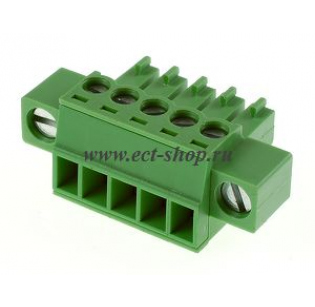 Клеммная колодка DINKLE EC381VM-05P, Винтовая, 5 контактов, сечение провода 0.2-1.5 мм2, ток 14 A, Зеленый
