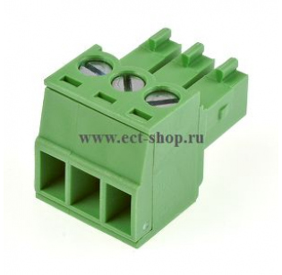 Клеммная колодка DINKLE EC381V-03P, Винтовая, 3 контакта, сечение провода 0.2-1.5 мм2, ток 14 A, Зеленый