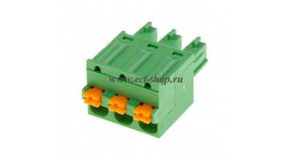 Клеммная колодка DINKLE ESC508V-03P, Пружинная, 3 контакта, сечение провода 0.2-2.5 мм2, ток 8 A, Зеленый фото 1