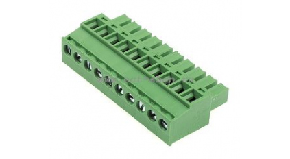 Клеммная колодка DINKLE EC381RL-10P, Винтовая, 10 контактов, сечение провода 0.2-1.5 мм2, ток 14 A, Зеленый фото 1