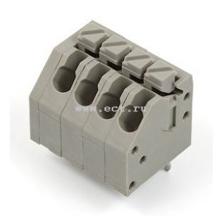 Клеммная колодка DINKLE 0136-2004, Пружинная, 4 контакта, сечение провода 0.2-0.75 мм2, ток 8 A, Серый