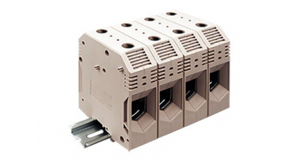 Клеммная колодка DINKLE DK150, Винтовая, сечение провода 35-150 мм2, ток 309 A, Бежевый фото 1