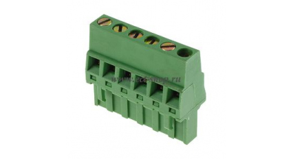 Клеммная колодка DINKLE 5ESDR-06P, Винтовая, 6 контактов, сечение провода 0.2-2.5 мм2, ток 18 A, Зеленый фото 1