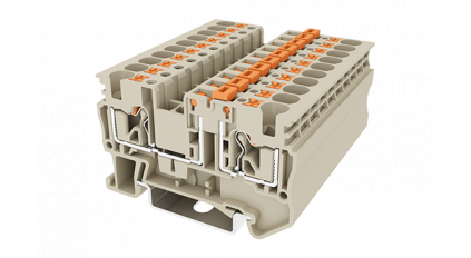 Клеммная колодка DINKLE DP4N-TG, Push-in, сечение провода 0.2-4 мм2, ток 20 A, Бежевый фото 1