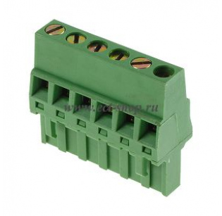 Клеммная колодка DINKLE 5ESDR-06P, Винтовая, 6 контактов, сечение провода 0.2-2.5 мм2, ток 18 A, Зеленый