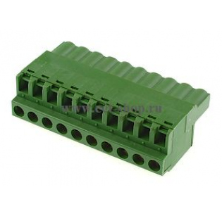 Клеммная колодка DINKLE 2ESDF-10P, Винтовая, 10 контактов, сечение провода 0.2-4 мм2, ток 18 A, Зеленый