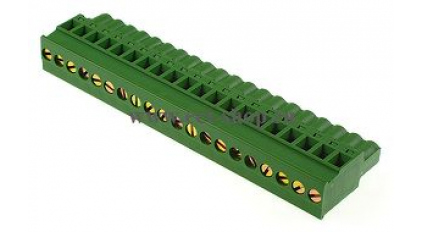 Клеммная колодка DINKLE 5ESDPL-20P, Винтовая, 20 контактов, сечение провода 0.2-4 мм2, ток 18 A, Зеленый фото 1