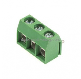 Клеммная колодка DINKLE ED500R-03P (новый корпус), Винтовая, 3 контакта, сечение провода 0.5-1.5 мм2, ток 10 A, Зеленый
