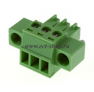 Клеммная колодка DINKLE EC381VM-03P, Винтовая, 3 контакта, сечение провода 0.2-1.5 мм2, ток 14 A, Зеленый