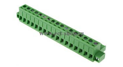 Клеммная колодка DINKLE 5ESDVM-17P, Винтовая, 17 контактов, сечение провода 0.2-4 мм2, ток 18 A, Зеленый фото 1