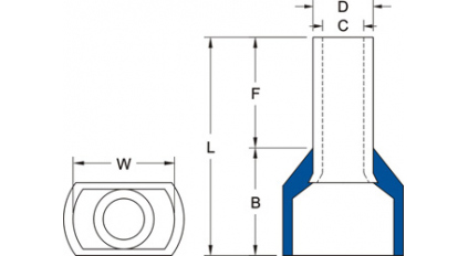 Наконечник кабельный втулочный KST TE6014 YELLOW (500шт) фото 2