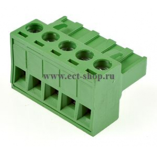 Клеммная колодка DINKLE 5ESDT-05P, Винтовая, 5 контактов, сечение провода 0.2-2.5 мм2, ток 18 A, Зеленый