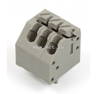 Клеммная колодка DINKLE 0136-2003, Пружинная, 3 контакта, сечение провода 0.2-0.75 мм2, ток 8 A, Серый