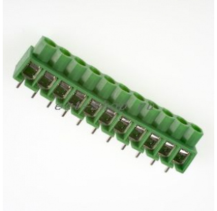 Клеммная колодка DINKLE 166-11P, Винтовая, 11 контактов, сечение провода 0.5-4 мм2, ток 24 A, Зеленый