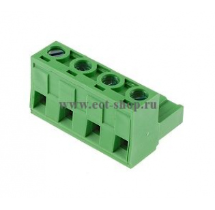 Клеммная колодка DINKLE 3ESDV-04P, Винтовая, 4 контакта, сечение провода 0.2-4 мм2, ток 18 A, Зеленый