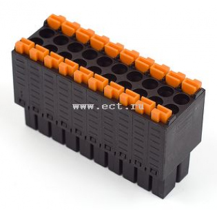 Клеммная колодка DINKLE 0159-0320, Пружинная, 20 контактов, сечение провода 0.2-1.5 мм2, ток 8 A, Черный