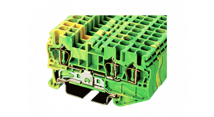 Клеммная колодка DINKLE AK2.5-TN-PE, Пружинная, сечение провода 0.2-2.5 мм2, ток 24 A, Желто-зеленый фото 1