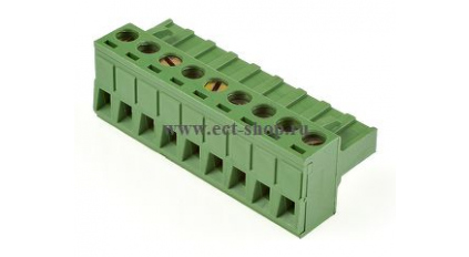 Клеммная колодка DINKLE 5ESDT-09P, Винтовая, 9 контактов, сечение провода 0.2-2.5 мм2, ток 18 A, Зеленый фото 1