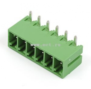 Клеммная колодка DINKLE ECH350R-06P, 6 контактов, сечение провода - мм2, ток 14 A, Зеленый