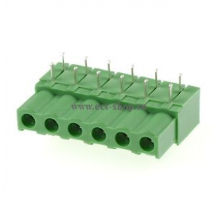 Клеммная колодка DINKLE 2ESDCR-06P, 6 контактов, сечение провода - мм2, ток 18 A, Зеленый