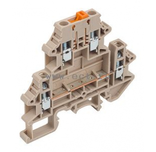 Клеммная колодка DINKLE DKK4N-TG, Винтовая, сечение провода 0.34-4 мм2, ток 32 A, Бежевый