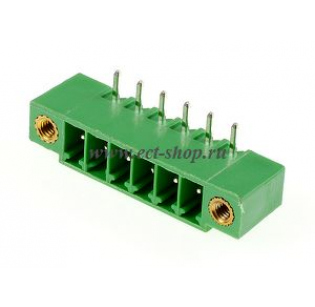 Клеммная колодка DINKLE ECH350RM-06P, 6 контактов, сечение провода - мм2, ток 14 A, Зеленый