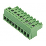 Клеммная колодка DINKLE EC381V-09P, Винтовая, 9 контактов, сечение провода 0.2-1.5 мм2, ток 14 A, Зеленый фото 2