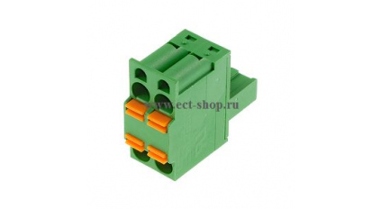 Клеммная колодка DINKLE 2ESDBA-02P, Пружинная, 2 контакта, сечение провода 0.2-2.5 мм2, ток 15 A, Зеленый фото 1
