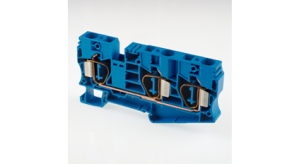 Клеммная колодка DINKLE AK10-TN-BL, Пружинная, сечение провода 1.5-10 мм2, ток 57 A, Синий фото 1