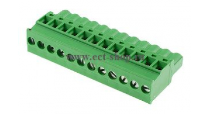 Клеммная колодка DINKLE 2ESDPL-12P, Винтовая, 12 контактов, сечение провода 0.2-4 мм2, ток 18 A, Зеленый фото 1