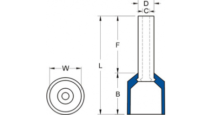 Кабельный втулочный наконечник DINKLE DN01518 (500шт) фото 2
