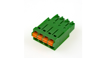 Клеммная колодка DINKLE 0221-2004, Пружинная, 4 контакта, сечение провода 0.2-1.5 мм2, ток 8 A, Зеленый фото 1