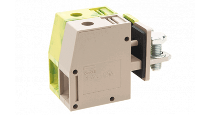 Клеммная колодка DINKLE PPAC-50AS, Винтовая, 1 контакт, сечение провода 16-50 мм2, ток 150 A, Бежевый фото 1
