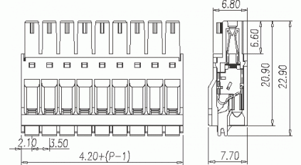 Клеммная колодка DINKLE 0221-2015, Пружинная, 15 контактов, сечение провода 0.2-1.5 мм2, ток 8 A, Зеленый фото 3