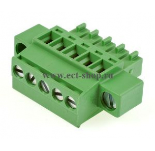 Клеммная колодка DINKLE EC381RM-05P, Винтовая, 5 контактов, сечение провода 0.2-1.5 мм2, ток 14 A, Зеленый
