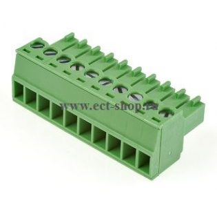 Клеммная колодка DINKLE EC381V-10P, Винтовая, 10 контактов, сечение провода 0.2-1.5 мм2, ток 14 A, Зеленый