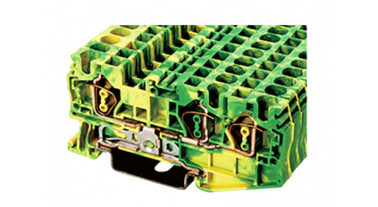 Клеммная колодка DINKLE AK4-TN-PE, Пружинная, сечение провода 0.2-4 мм2, ток 32 A, Желто-зеленый фото 1