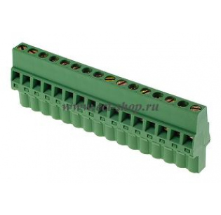 Клеммная колодка DINKLE 2ESDRL-16P, Винтовая, 16 контактов, сечение провода 0.2-2.5 мм2, ток 18 A, Зеленый